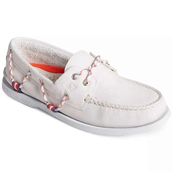 Sperry Men A/O Webbing Sport Boat Shoes Size US 12M Bone White Leather